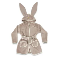 Halat de baie, Qmini, Cu urechi, S, 6 - 24 luni Moale, Cu buzunare, Cu cordon, Din tricot termo-terry din bambus, Materiale certificate Oeko Tex Standard 100, Mocha