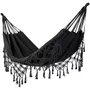 Hamac dublu pentru gradina sau curte cu franjuri, Baby Mix, XXL Boho, 200 x 150 cm, Black - 3