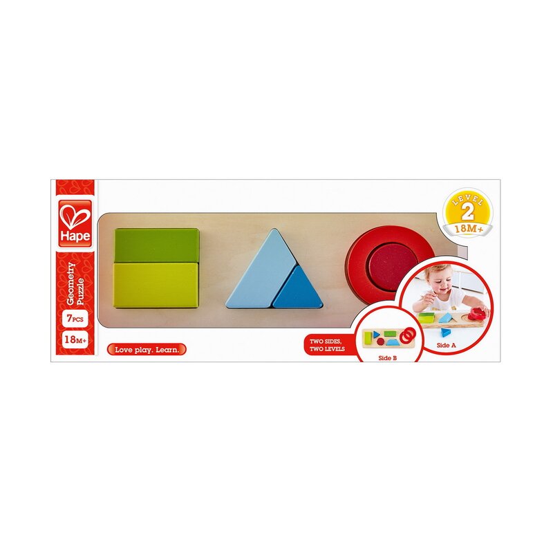 Hape - puzzle din lemn geometric , puzzle copii, piese 6