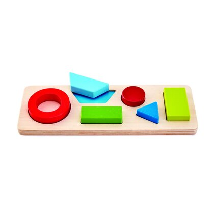 Hape - Puzzle din lemn Geometric , Puzzle Copii, piese 6