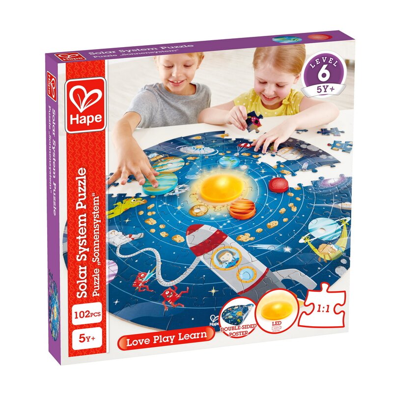Hape - puzzle educativ sistemul solar , puzzle copii, piese 100