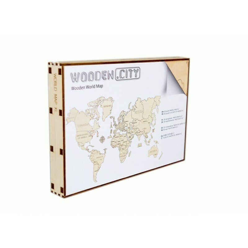 Wooden city - puzzle 3d harta lumii , puzzle copii , xl, de perete, piese 46