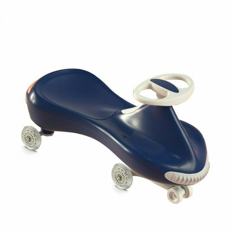 Hot mom - wiggle - masinuta pentru copii, cu lumini, silentioasa, fara baterii, motor sau pedale, confortabila si sigura, albastra