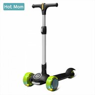 Hot mom - Wind Rider Black - Trotineta Pentru Copii 2 - 9 ani, Structura Robusta, Ghidon Flexibil, Usor de Manevrat, Pana la 50 kg