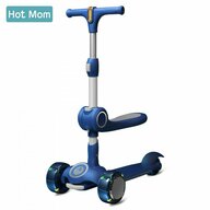 Hot mom - Wind Rider Blue Seat - Trotineta cu Scaun, Pentru Copii 2 - 9 ani, Structura Robusta, Ghidon Flexibil, Usor de Manevrat, Pana la 50 kg