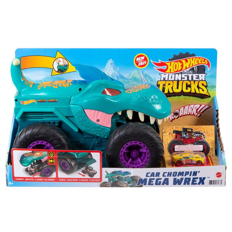 Mattel - hot wheels monster truck transportator mega wrex