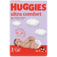 Huggies - Scutece Ultra Comfort Mega, Marimea 3, Unisex, Design Mickey&Mini, 5-9 kg, 78 buc