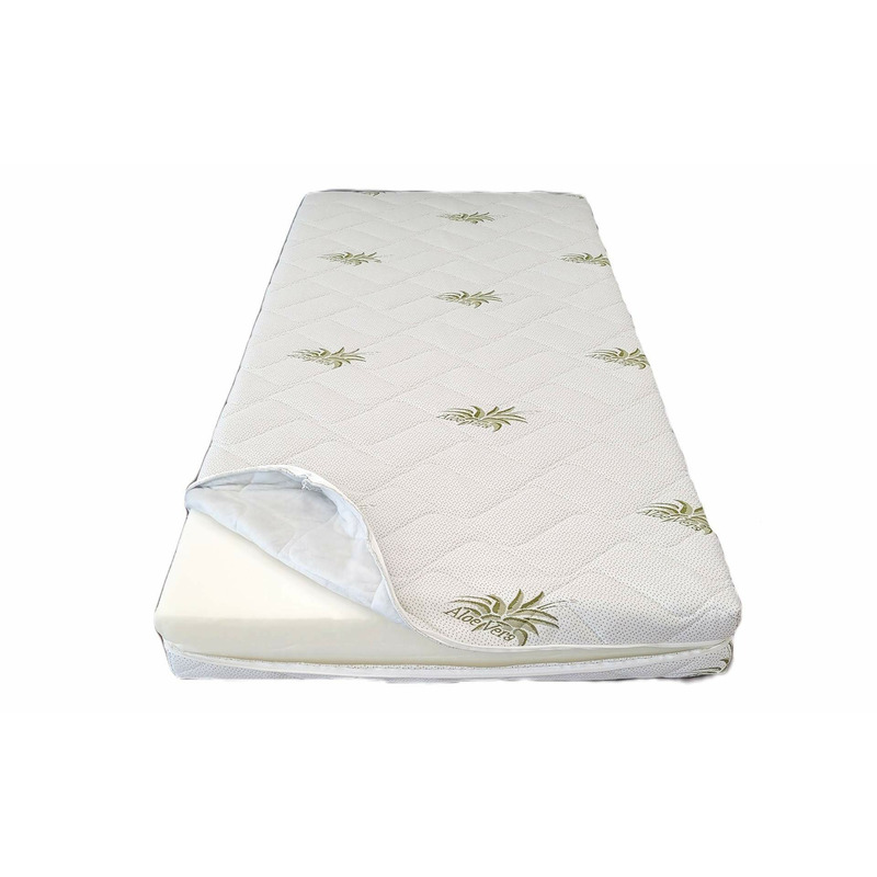 Husa saltea 120x200x25, aloe vera, matlasata, lavabila, detasabila, cu fermoar 4 laturi