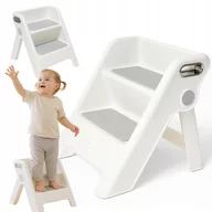 Inaltator scarita pliabil, Primabobo, Mia, Cu doua trepte, Colturi rotunjite, Manere ergonomice, Baza si trepte antiderapante, Capacitate 60 kg, 37x40x41 cm, Alb