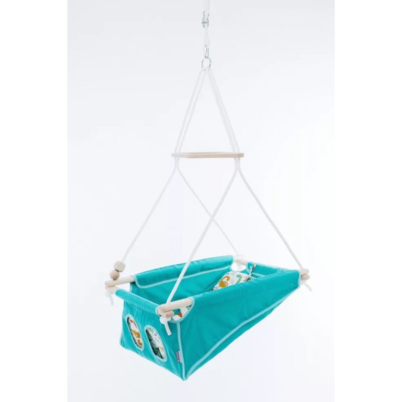 Incababy - Leagan Multifunctional , Dragon Babies, Pentru 0-20 kg, Testat TUV Rheinland, din Lemn, 70x45 cm, Turcoaz