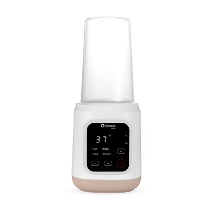 Incalzitor biberoane, Lionelo, ThermUp 3.0, 6 in 1, Incalzire, Decongelare, Sterilizare, Mentinerea temperaturii, 400 W, 35-100°C, Panou de comanda tactil, Fara BPA, Oprire automata, Placa de incalzire din teflon, Alb