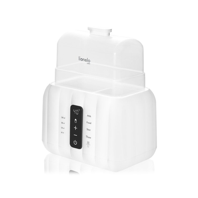 Incalzitor biberoane si sterilizator, Lionelo, ThermUp Duo, 6 moduri de operare, Incalzire, Sterilizare, Pastrare temperatura, Decongelare, Senzor pentru temperatura, Pentru 2 biberoane simultan, fara BPA, Alb
