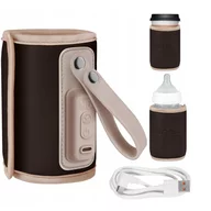 Incalzitor biberoane, Lionelo, ThermUp Go, Portabil, Temperatura constanta pana la 24 h, Incarcare USB, Maro