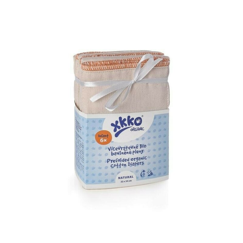Insert prefold refolosibil bumbac organic infant xkko (set 6 buc)