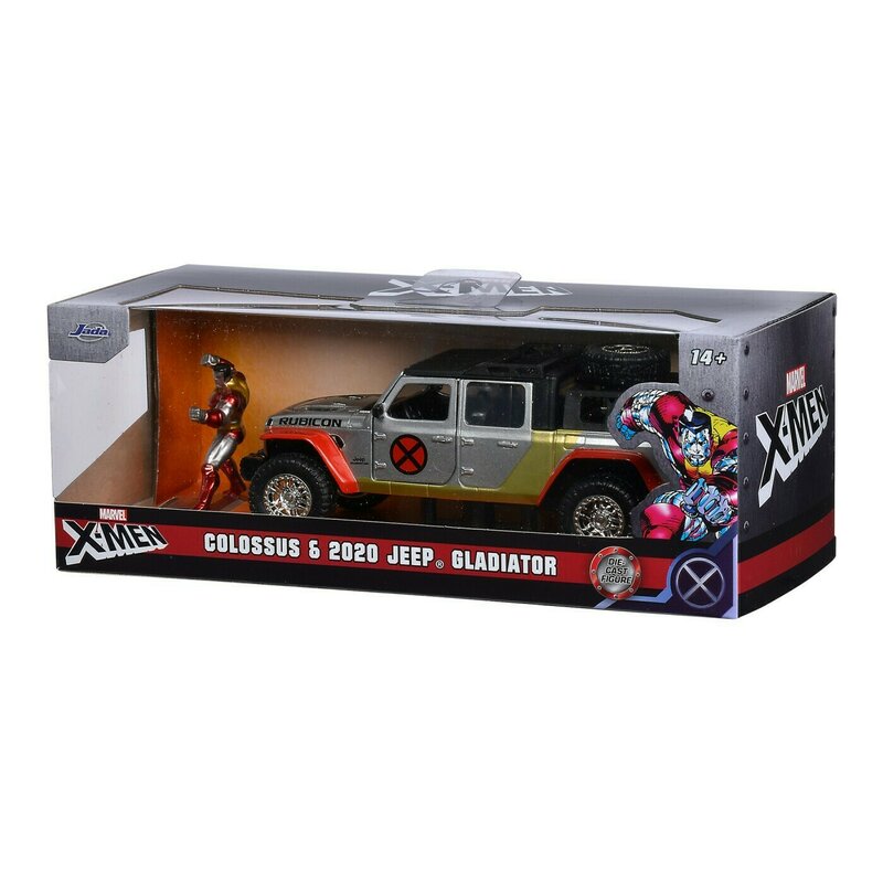 Jada marvel set masinuta metalica jeep gladiator scara 1:32 si figurina din metal colossus