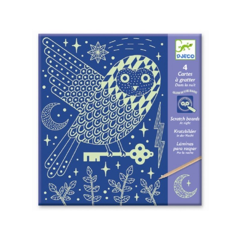 Djeco - joc creativ de razuit planse fluorescente, noaptea