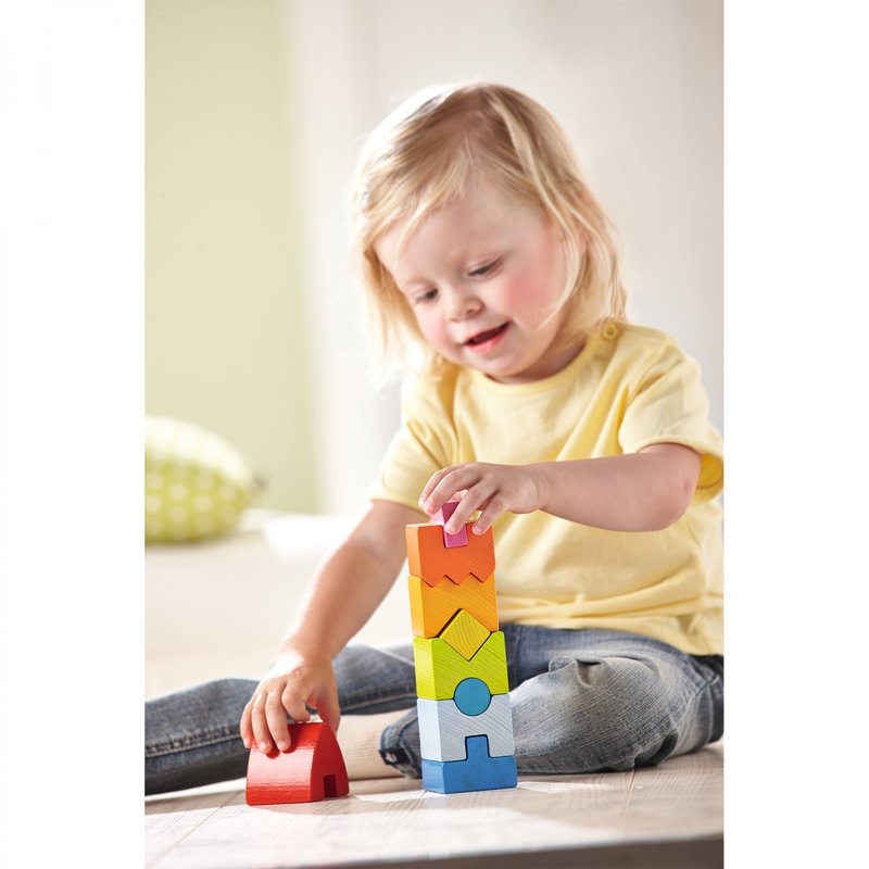 Haba - joc de indemanare, geometric tower, 9 piese, 12luni+