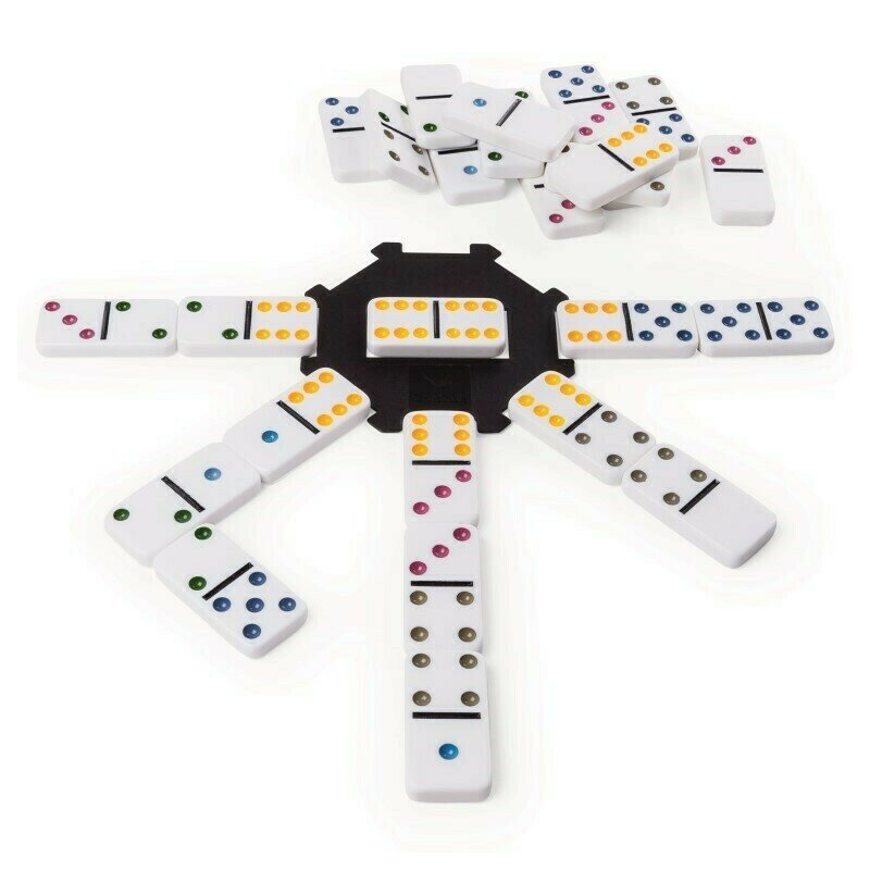 Spin master - domino , 6 culori, in cutie de metal, piese 28, multicolor
