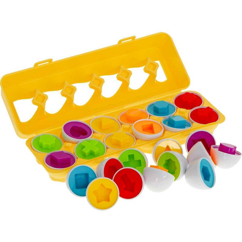 Ikonka Joc Educativ Matching Eggs 12 Oua Pentru Invatarea Formelor Si Culorilor