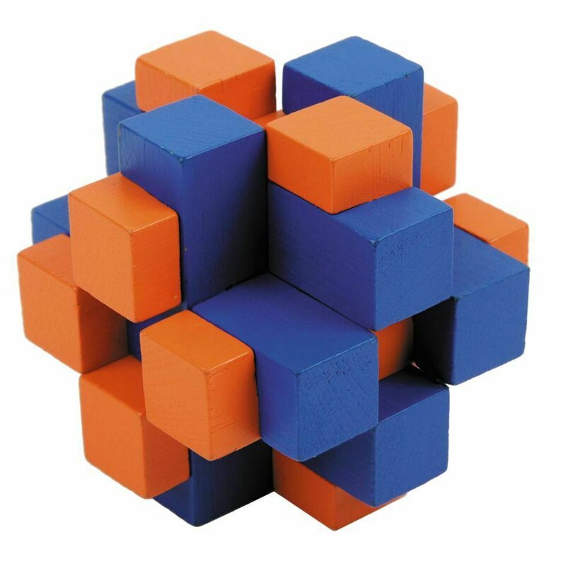 Fridolin - joc logic iq din lemn bambus cub cross colorat
