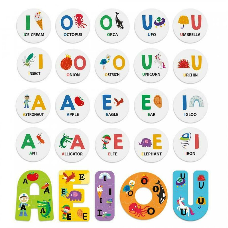 Headu - puzzle educativ sa invatam vocalele puzzle copii, piese 20