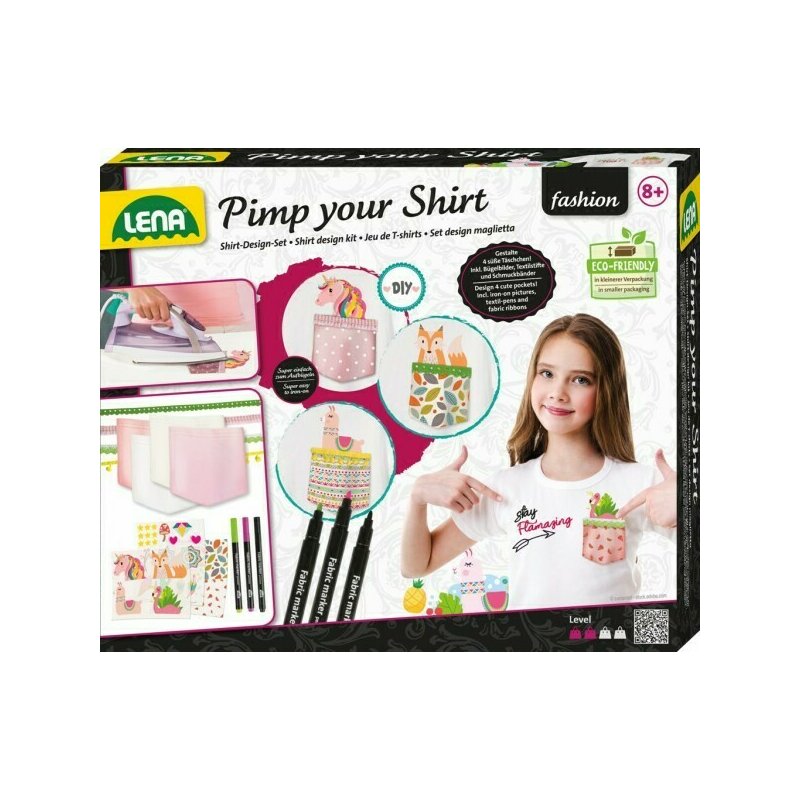Lena - Joc si kit creativ pentru fete de desenat si lipit stickere tricouri