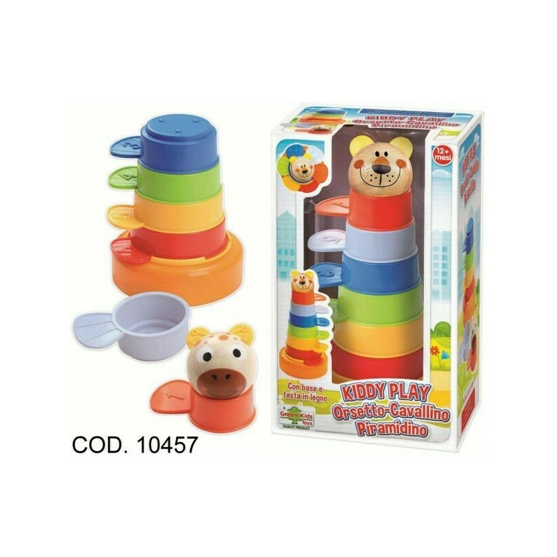 Rs toys - jucarie pentru sortat si stivuit piramida, multicolor
