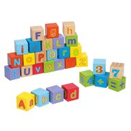 Joueco - Cuburi din lemn certificat FSC Alfabetul, 12 luni+, 30 piese, Multicolor