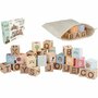 Joueco - Cuburi din lemn certificat FSC, Multifunctionale, Familia Wildies, 25x21 cm, 12 luni+, 30 piese, Multicolor - 1
