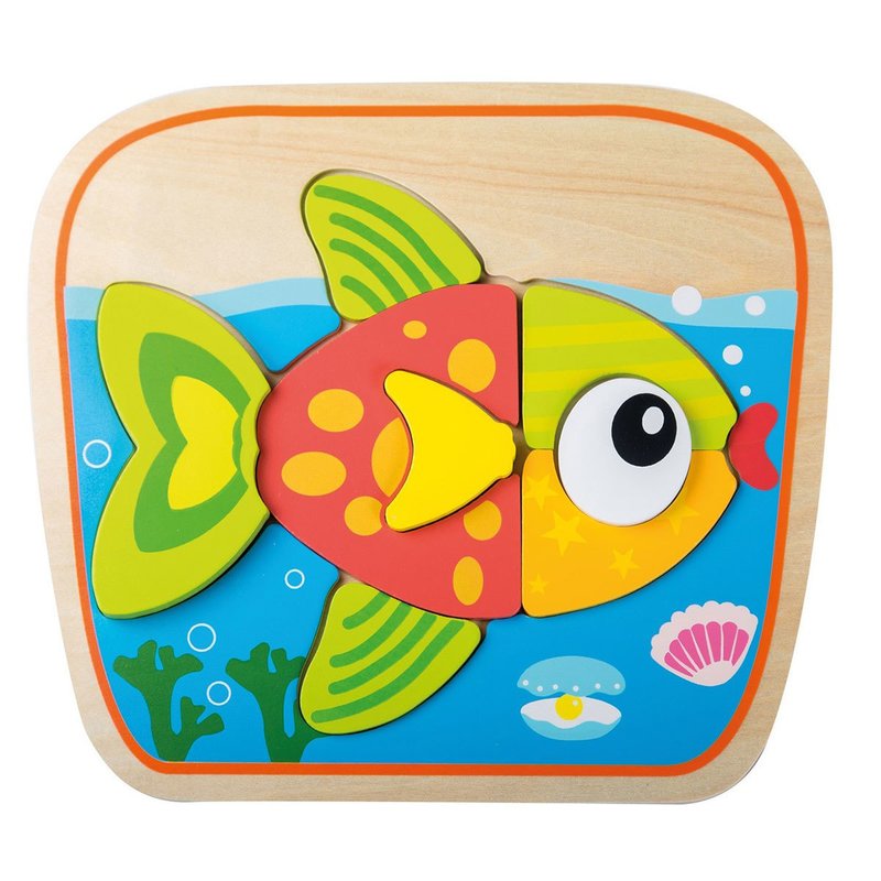 Joueco - puzzle din lemn certificat fsc, pestisor, 20x26 cm, 18 luni+, 10 piese, multicolor