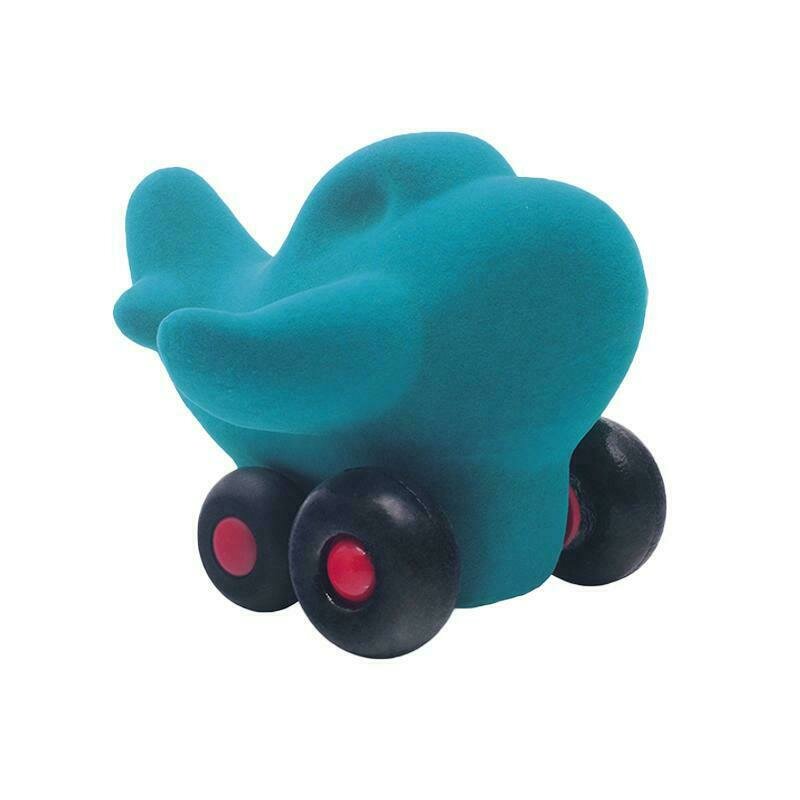 Rubbabu - jucarie cauciuc natural charles avionul, medie, turquoise,