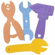 Jucarie de dentitie, Bocioland, In forma de unelte,4 piese, BPA Free, 0 luni+, Multicolor
