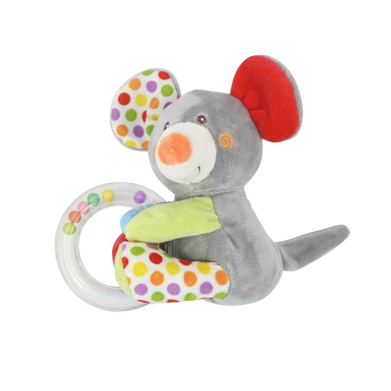 Lorelli toys - zornaitoare de plus soricel 11 cm, cu inel si bilute zornaitoare