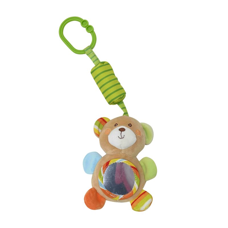 Lorelli Toys - Jucarie carucior Ursulet 13 cm, Cu clopotel, Cu oglinda din Plus