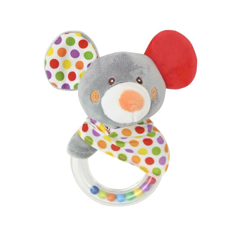 Lorelli toys - zornaitoare de plus soricel 11 cm, cu inel