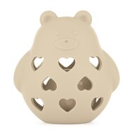 Jucarie dentitie si zornaitoare, Petite&Mars, Din silicon fara BPA, Stimuleaza simturile si dezvoltarea motorie, 0 luni+, 11x11x10 cm, Ursuletul Basil, Bej