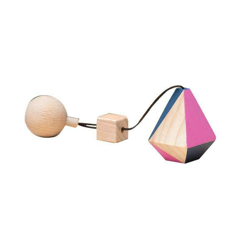 Mobbli - jucarie din lemn corp geometric poliedru diamant, colorat, pentru carusel / centru de activitati,