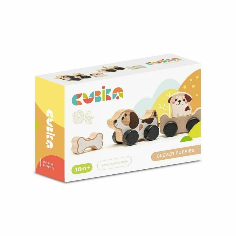 Cubika - jucarie din lemn , puppy family