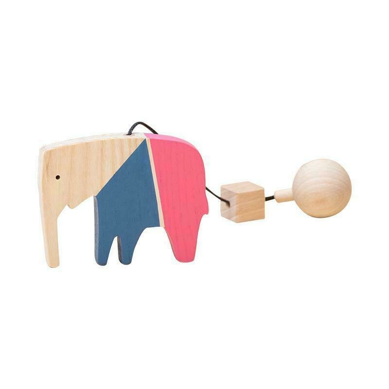 Mobbli - Jucarie din lemn elefant, colorat, pentru carusel / centru de activitati,