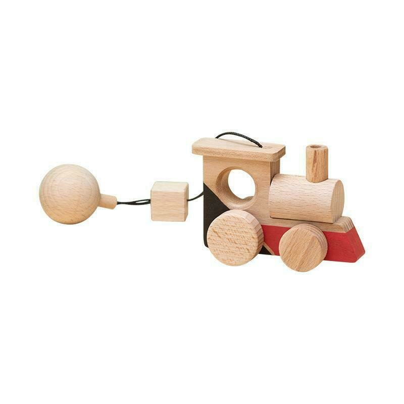 Mobbli - jucarie din lemn locomotiva, colorat, pentru carusel / centru de activitati,