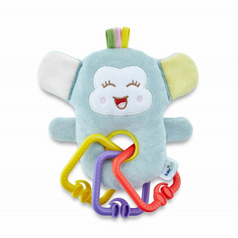 Babyjem - jucarie din plus pentru bebelusi cu inele dentitie funny monkey (culoare: bleu)