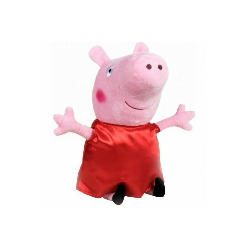Play by play - jucarie din plus 25 cm, cu rochie din satin peppa pig, rosu