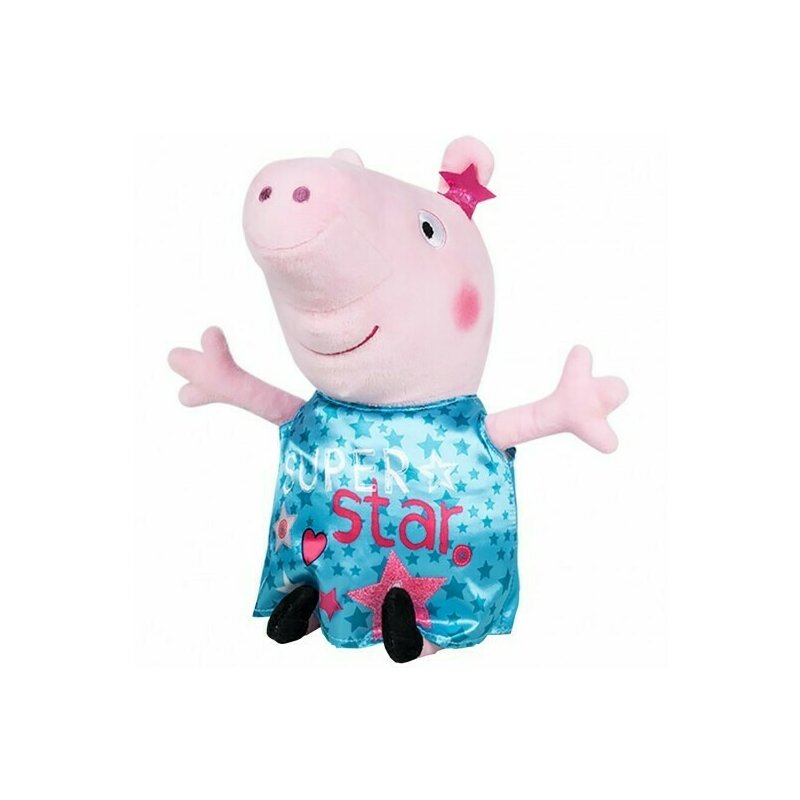 Play by play - jucarie din plus 17 cm, cu rochie din satin peppa pig, turcoaz