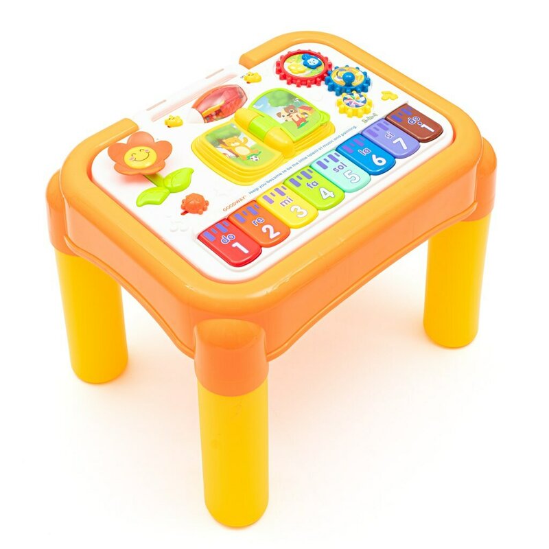 Jucarie educationala, Baby Mix, Musical Learning, 3 in 1, Cu picioare detasabile, Echipata cu diverse butoane si lumini, Pian si activitati, Panou detasabil, 18 luni+, Multicolor