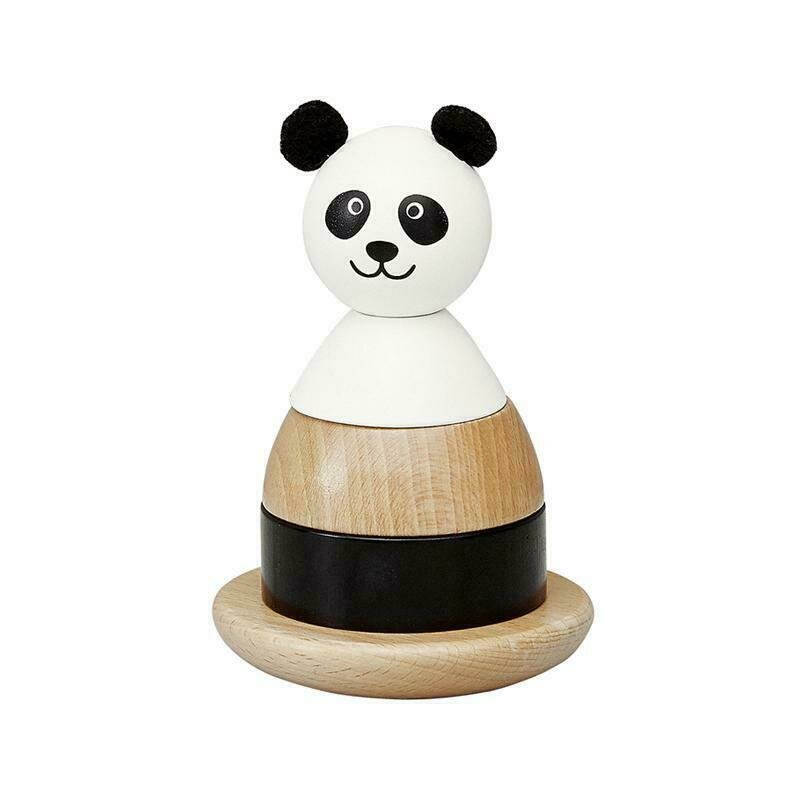 Byastrup - jucarie educativa stivuit si sortat 10x15 cm din lemn fsc, model panda, +1 ani,