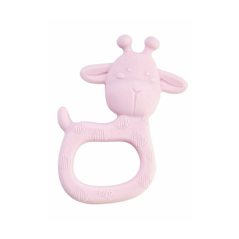 Saro baby - jucarie dentitie petrecerea girafei din silicon, roz
