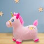 Jucarie gonflabila de plus cu sunete, Baby Mix, In forma de unicorn, Husa moale detasabila, Cu pompa inclusa, Pana la 70 kg, 36 luni+, Pink - 2