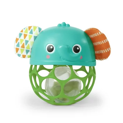 Jucarie interactiva bebelusi, Oball, Giggle & Glow, Cu sunete si lumini, Activare prin scuturare, Stimuleaza motricitatea fina, Fara BPA , 3 luni+, Multicolor