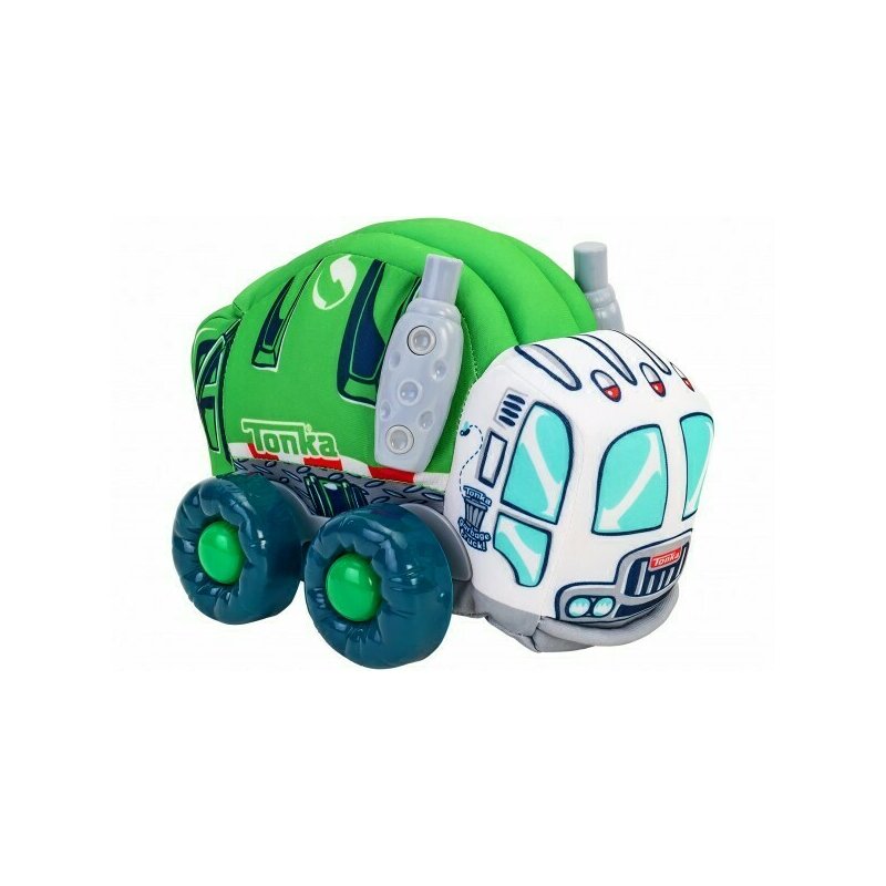 Globo - jucarie moale pentru copii tip masina de gunoi tonka cu sunete cu roti si accesorii din plastic, verde