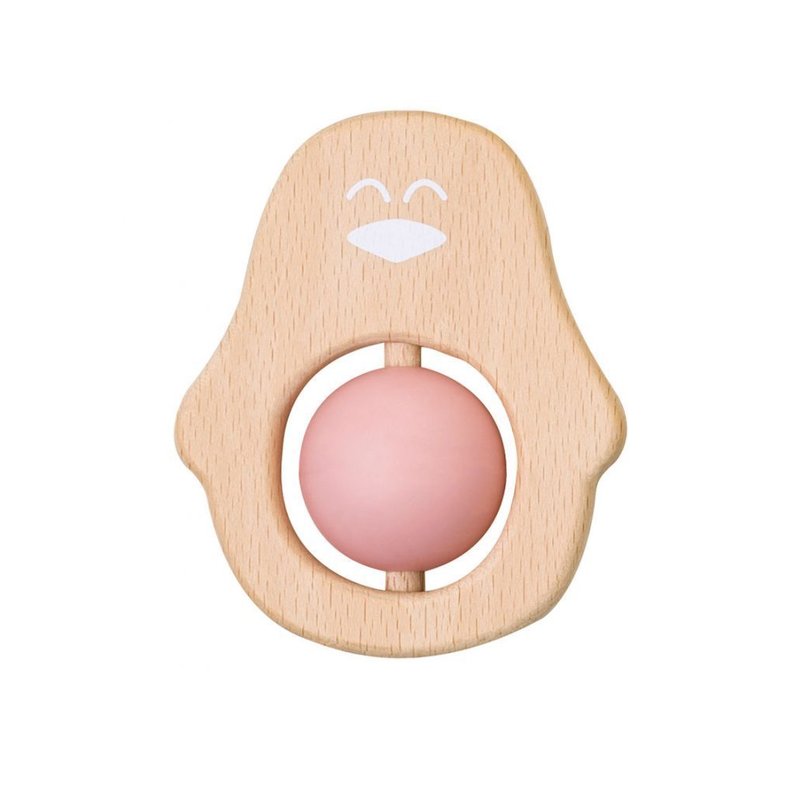 Saro baby - jucarie naturala pentru dentitie pinguin, roz
